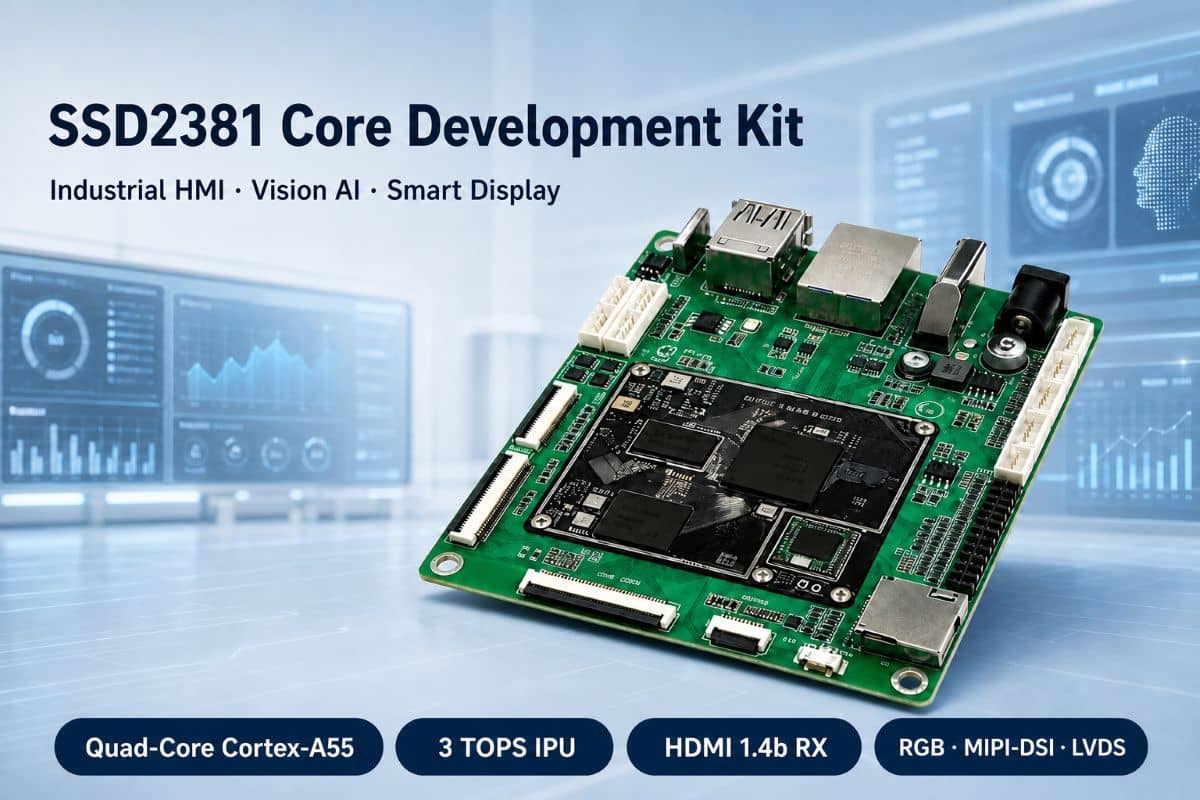 SSD2381 高性能嵌入式 Linux 核心开发套件｜四核 Cortex-A55、3 TOPS IPU，面向工业 HMI、视觉 AI 与智能显示